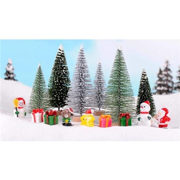 30 Pcs Mini Christmas Trees DIY Xmas Bottle Brush Trees Miniature Sisal Snow - Picture 2 of 8